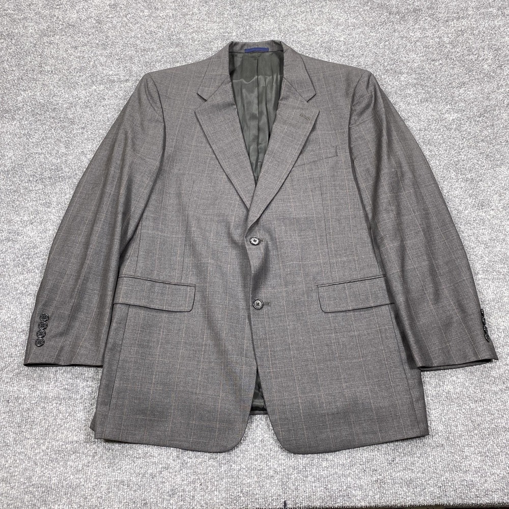 Daniel‎ Cremieux Suit Jacket Mens 42 Gray Wool Plaid Loro Piana Blazer